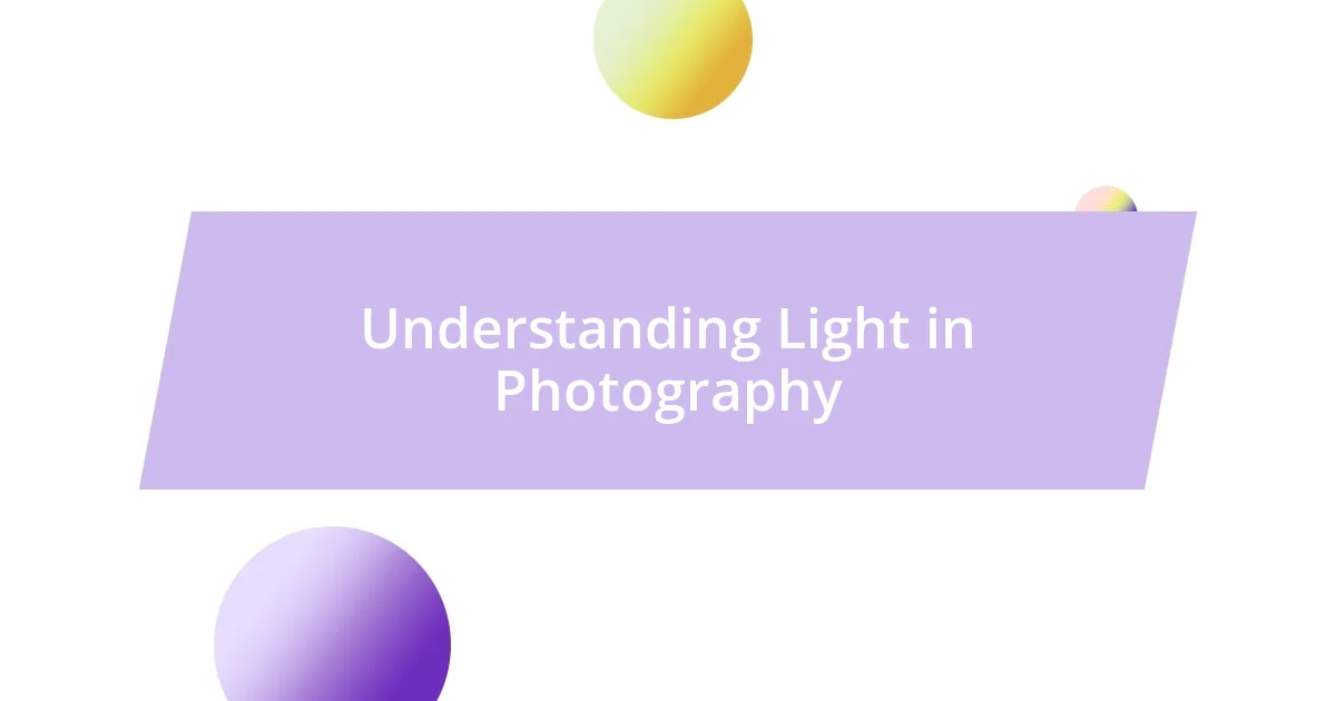 Understanding Light in Photography